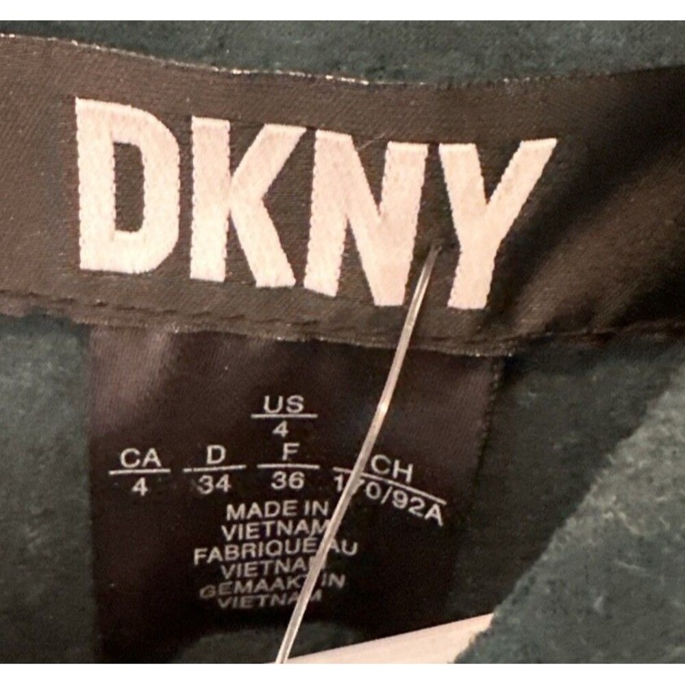 Women’s DKNY Green Suede Dress Fit and Flare Cap Sleeve Size 4 - Picture 4 of 5